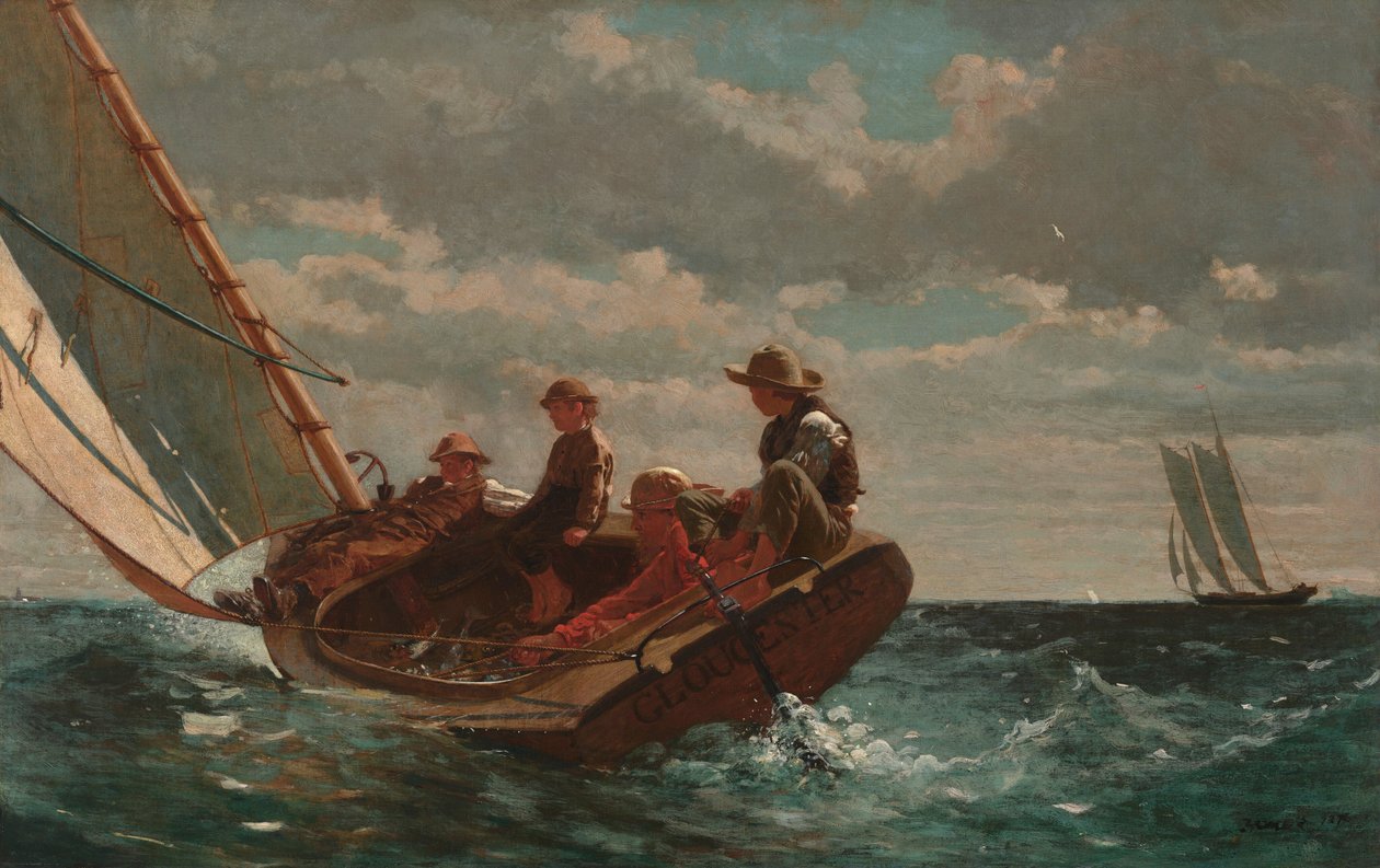 De bries steekt op (een gunstige wind) door Winslow Homer