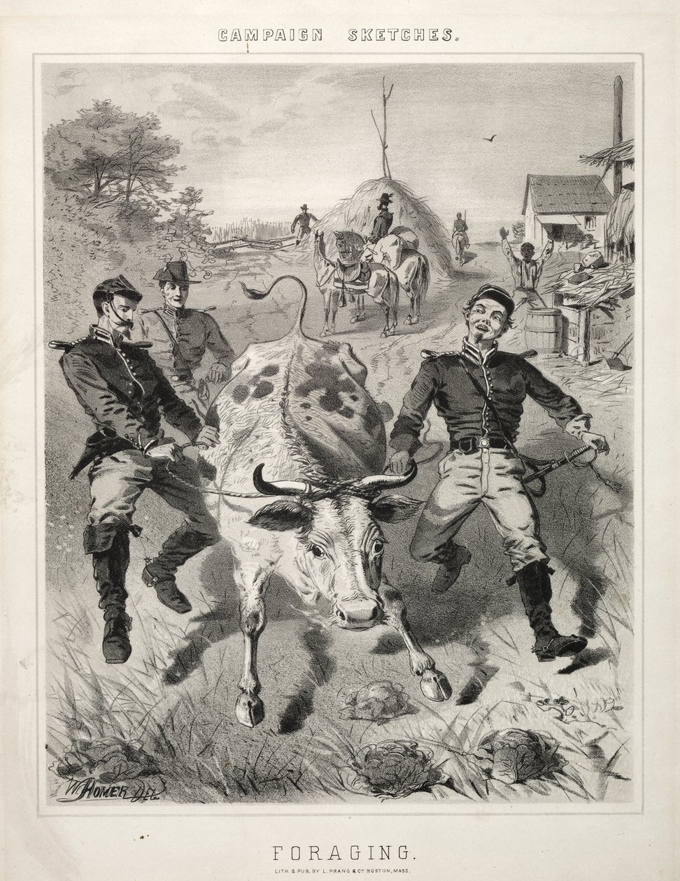 Veldtochtschetsen: voedsel zoeken door Winslow Homer