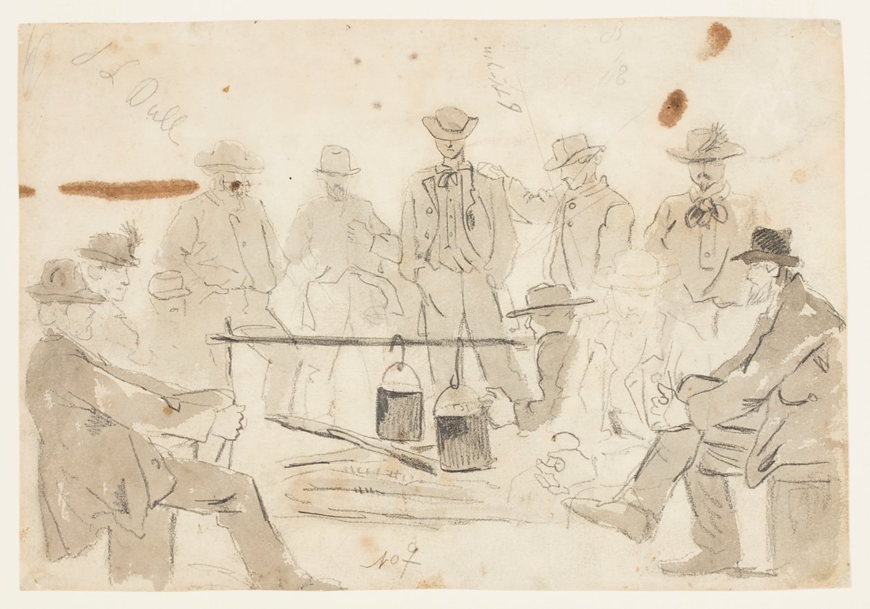 Kampvuur met soldaten door Winslow Homer