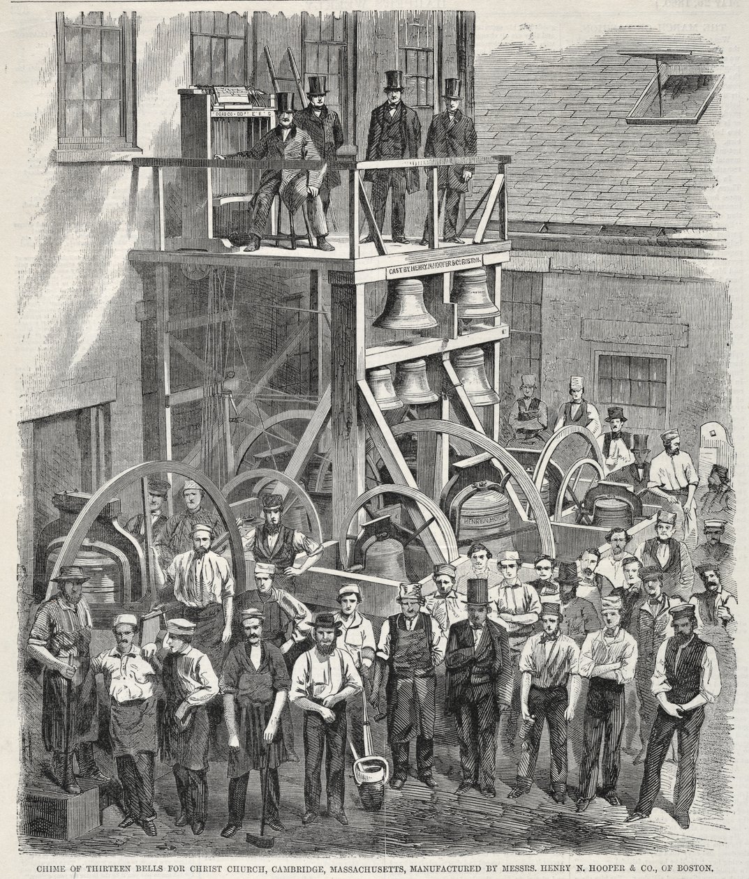 Klokkenstel van dertien klokken voor Christ Church, Cambridge, Massachusetts, vervaardigd door de heren Henry N. Hooper  Co. uit Boston door Winslow Homer
