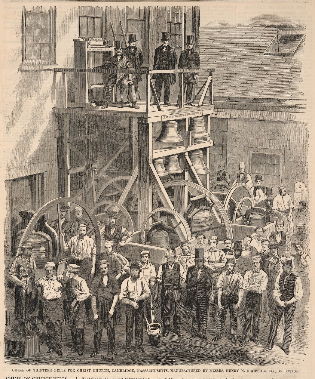 Klokkenspel van dertien klokken voor Christ Church, Cambridge, Massachusetts, vervaardigd door de heren Henry N. Hooper & Co. uit Boston, uit Harper