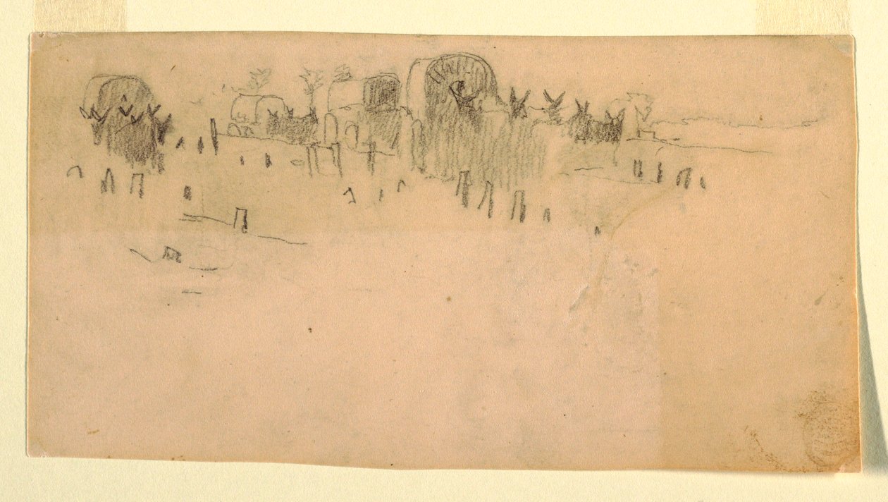 Tekening, legerwagentrein, 1862 door Winslow Homer
