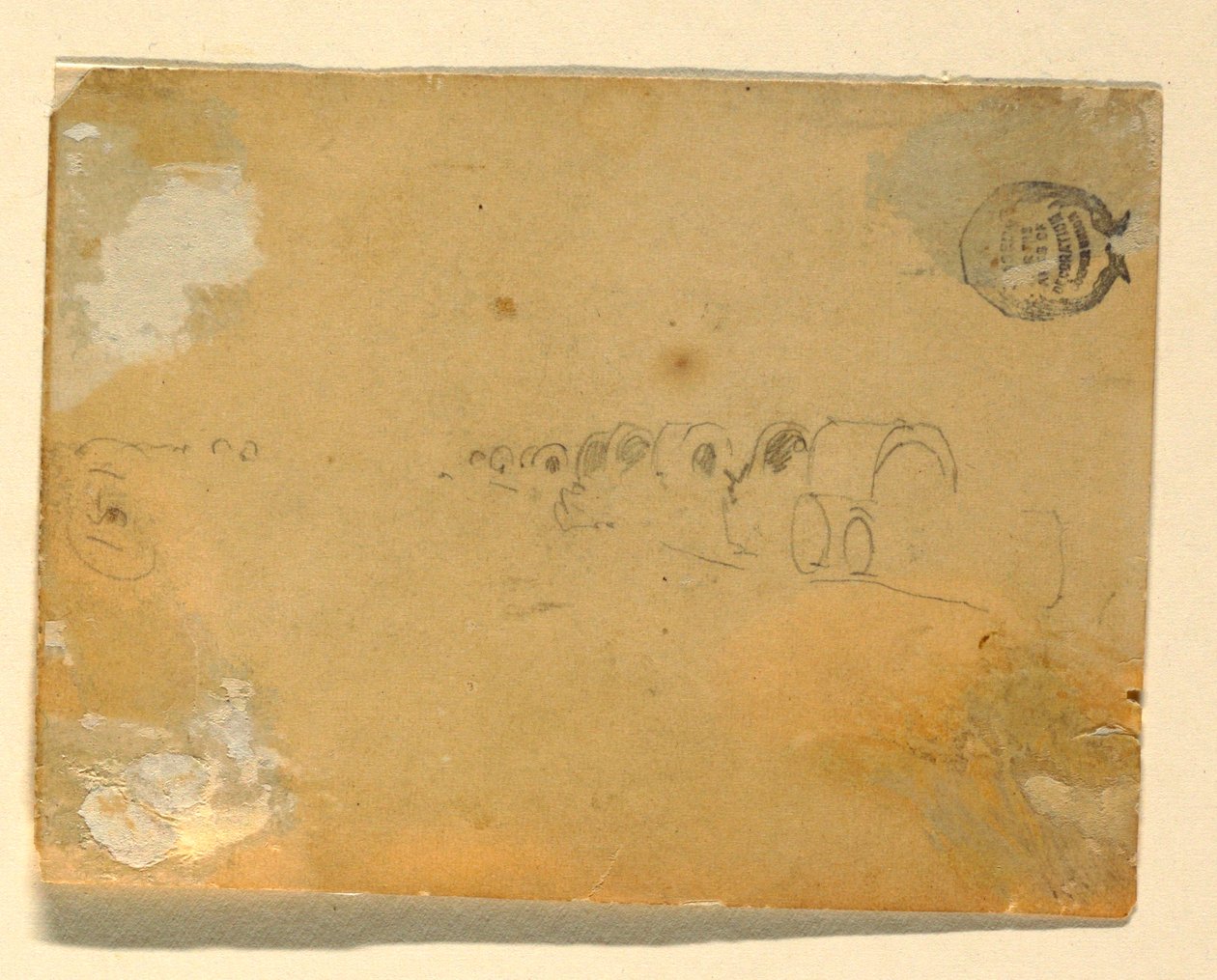 Tekening, schets van wagontrein, 1862 door Winslow Homer