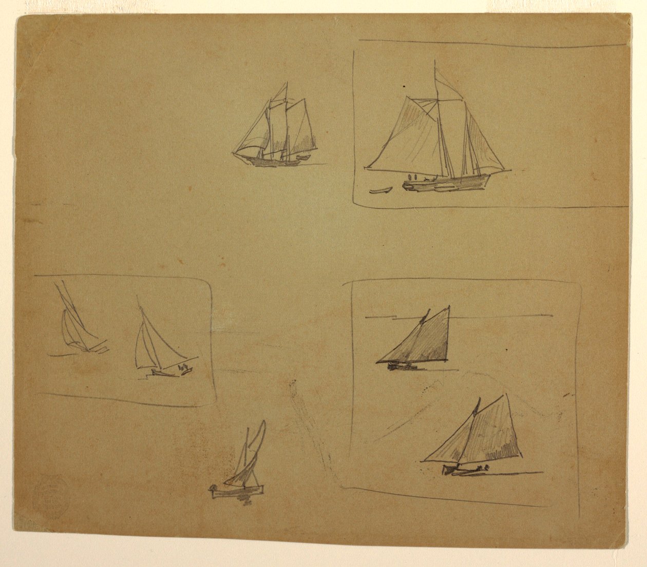 Tekening, Schetsen van zeilboten, 1881-82 door Winslow Homer
