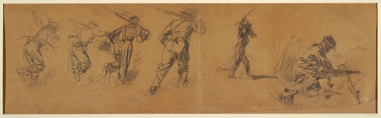 Tekening, Studies van soldaten, 1863-65 door Winslow Homer