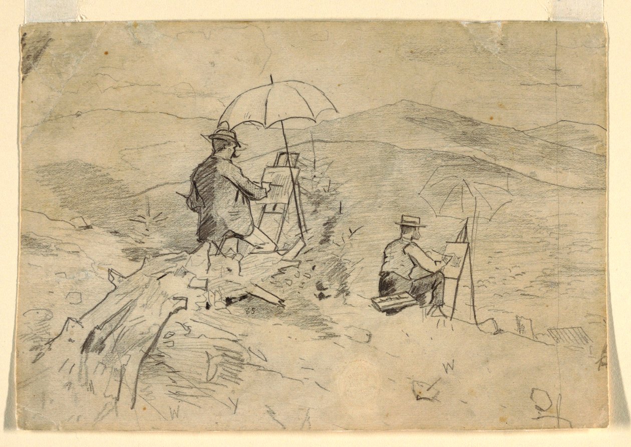 Tekening, Studie voor "Artists Sketching in the White Mountains" en "The Artist in the Country", 1868 door Winslow Homer