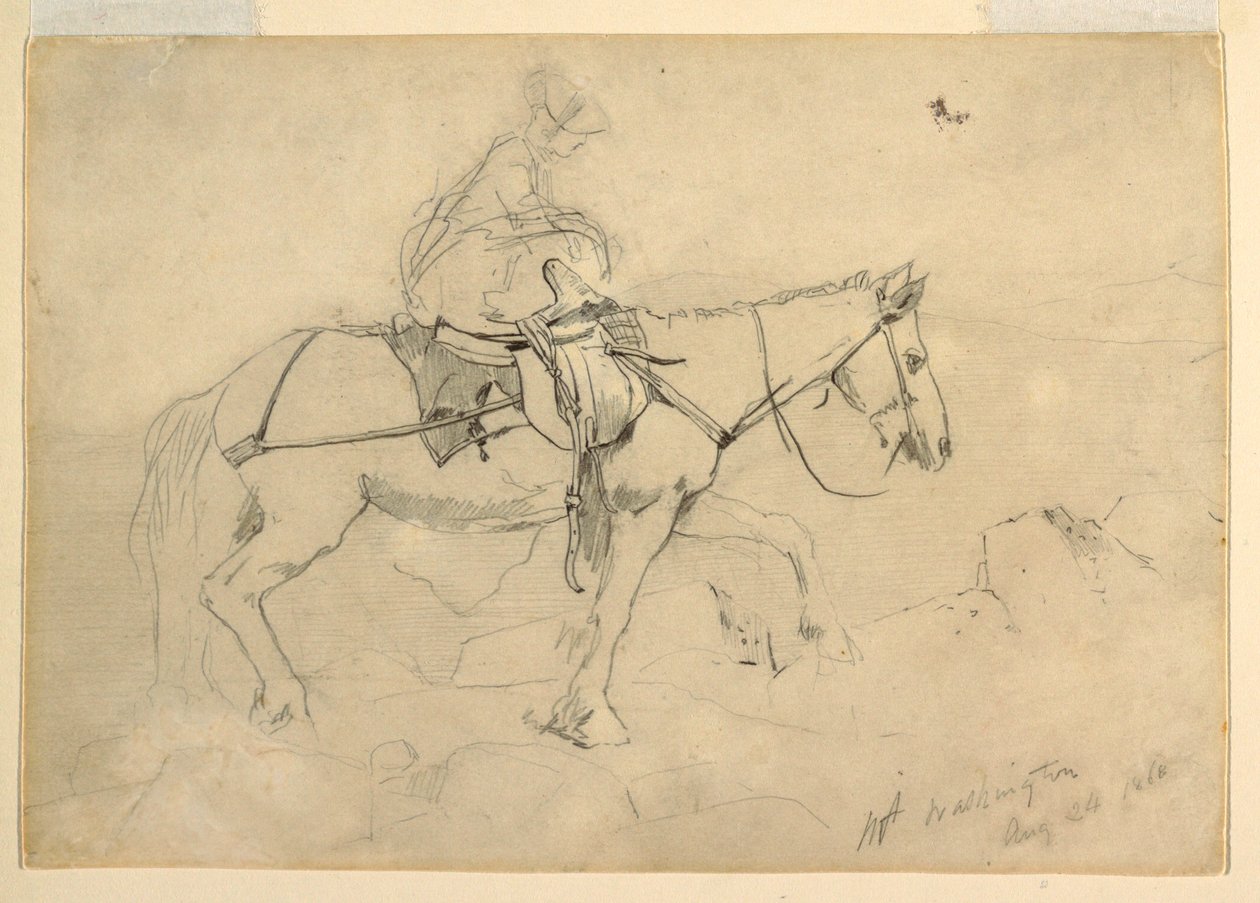 Tekening, Studie voor "ruiterpad, White Mountains", 24 augustus 1868 door Winslow Homer