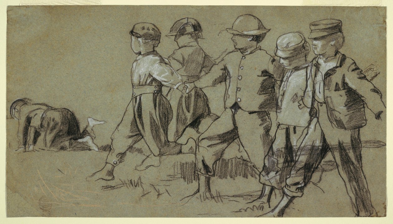 Tekening, Studie voor "Snap de zweep", 1872 door Winslow Homer