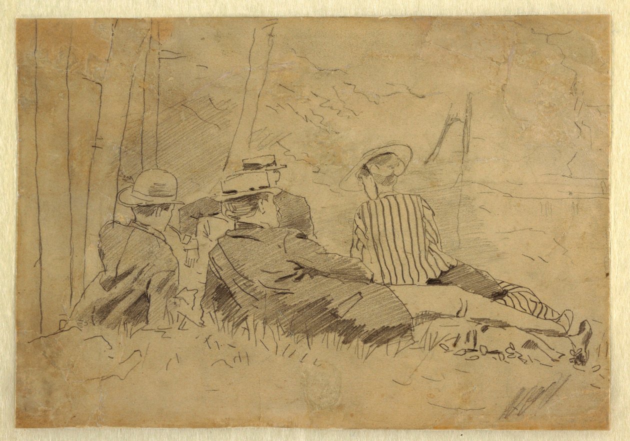 Tekening, Studie voor "The Fishing Party", ca. 1869 door Winslow Homer