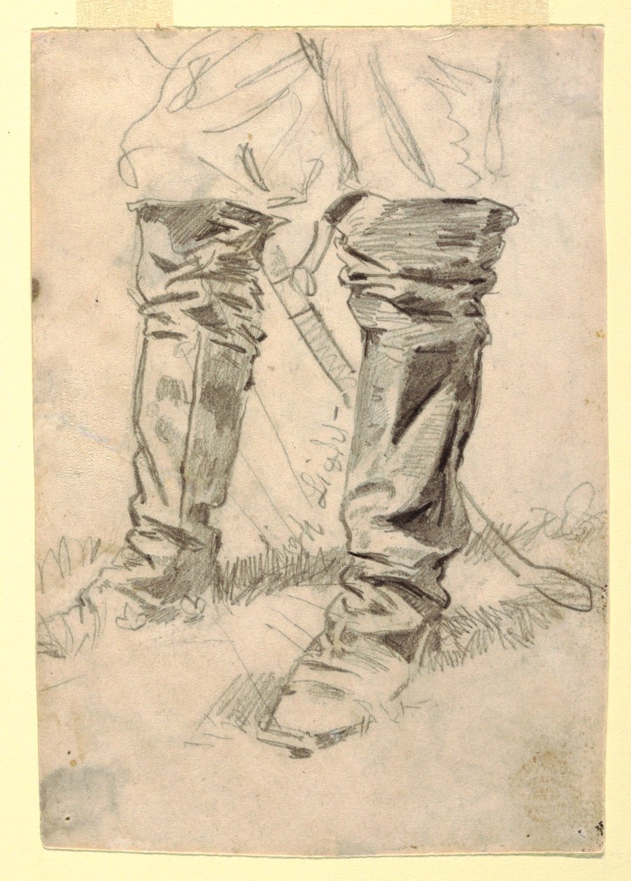 Tekening, Studie van de laarzen van een cavalerieofficier, 1862-64 door Winslow Homer