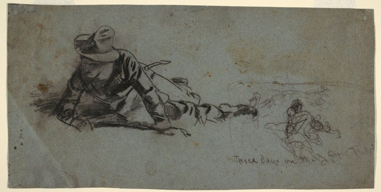Tekening, Drie dagen aan het front, ca. 1863 door Winslow Homer