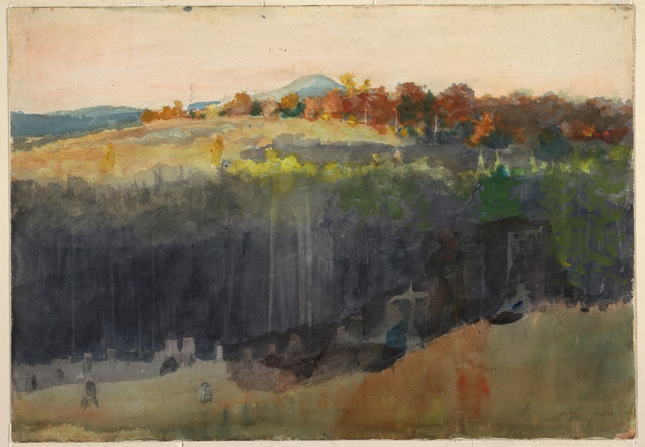 Tekening, Vallei en helling, Adirondacks, 1889-94 door Winslow Homer