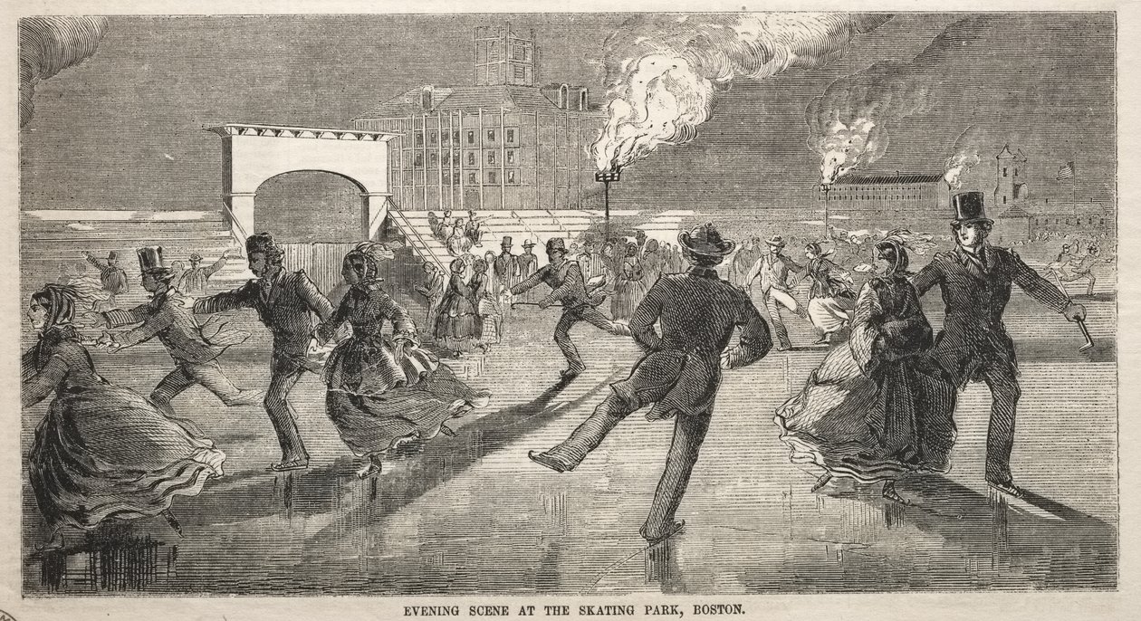 Avondstandaard in het skatepark, Boston door Winslow Homer