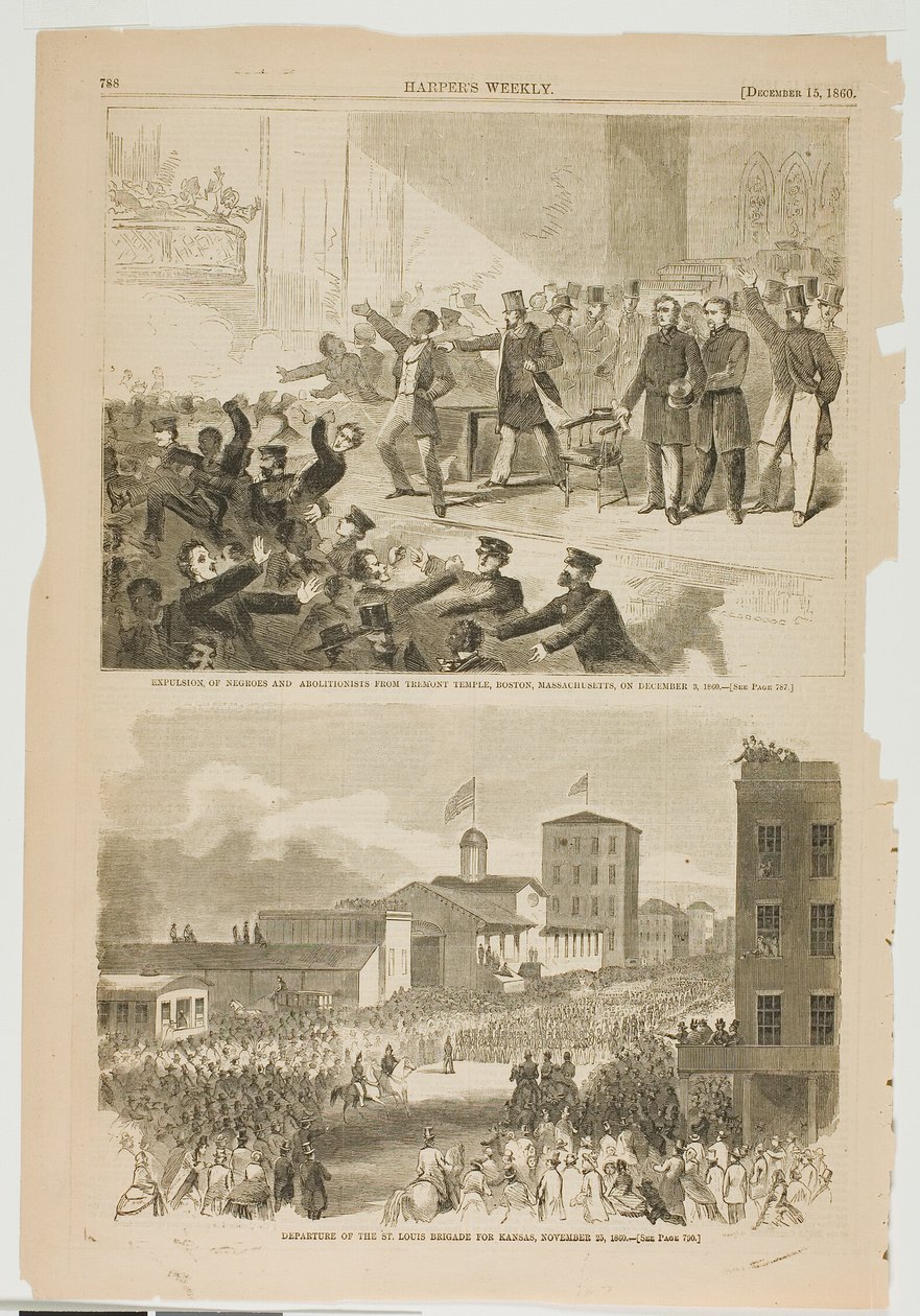 Uitwijzing van negers en abolitionisten uit Tremont Temple, Boston, Massachusetts op 3 december 1860 door Winslow Homer