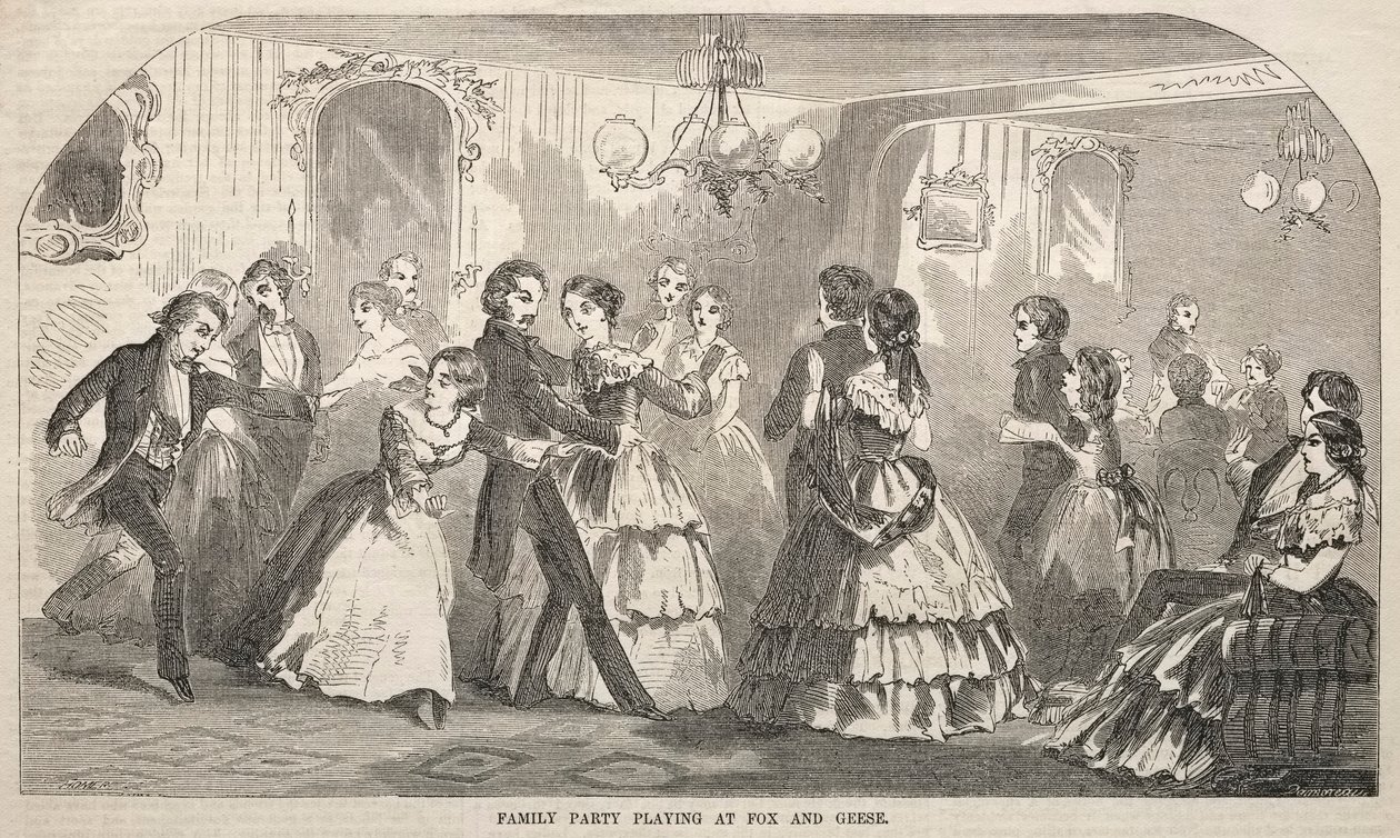 Familiefeestje speelt vos en ganzen, 1857 door Winslow Homer