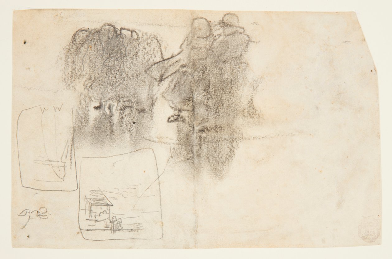 Figuren in de Luwte van een Gebouw met de Oceaan op de Achtergrond, Cullercoats, Engeland door Winslow Homer