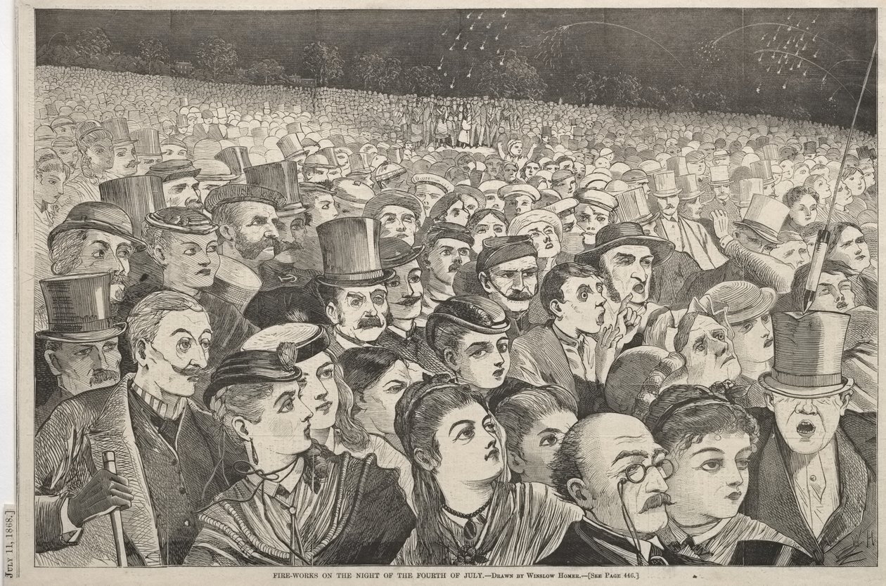 Vuurwerk in de nacht van Vier Juli door Winslow Homer