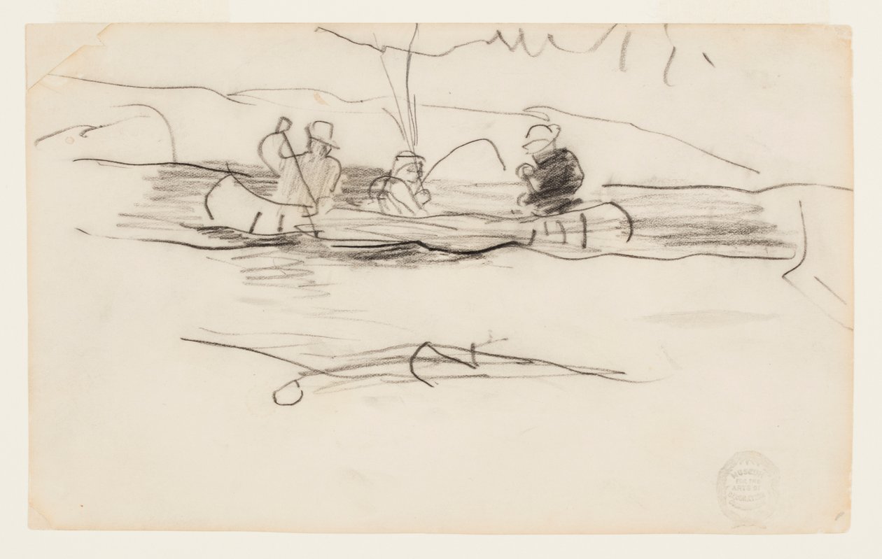 Visser en twee andere mannen in een kano door Winslow Homer