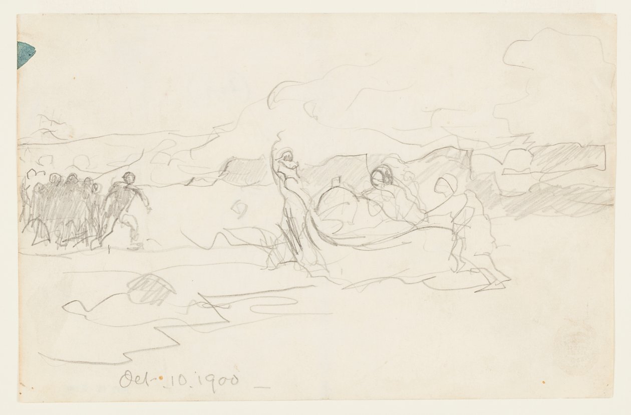 Vissers die een Dory aan Land Brengen door Winslow Homer