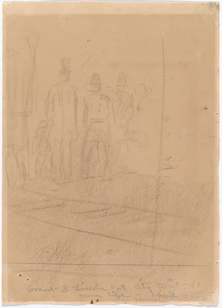 Grant en Lincoln in City Point, Virginia door Winslow Homer