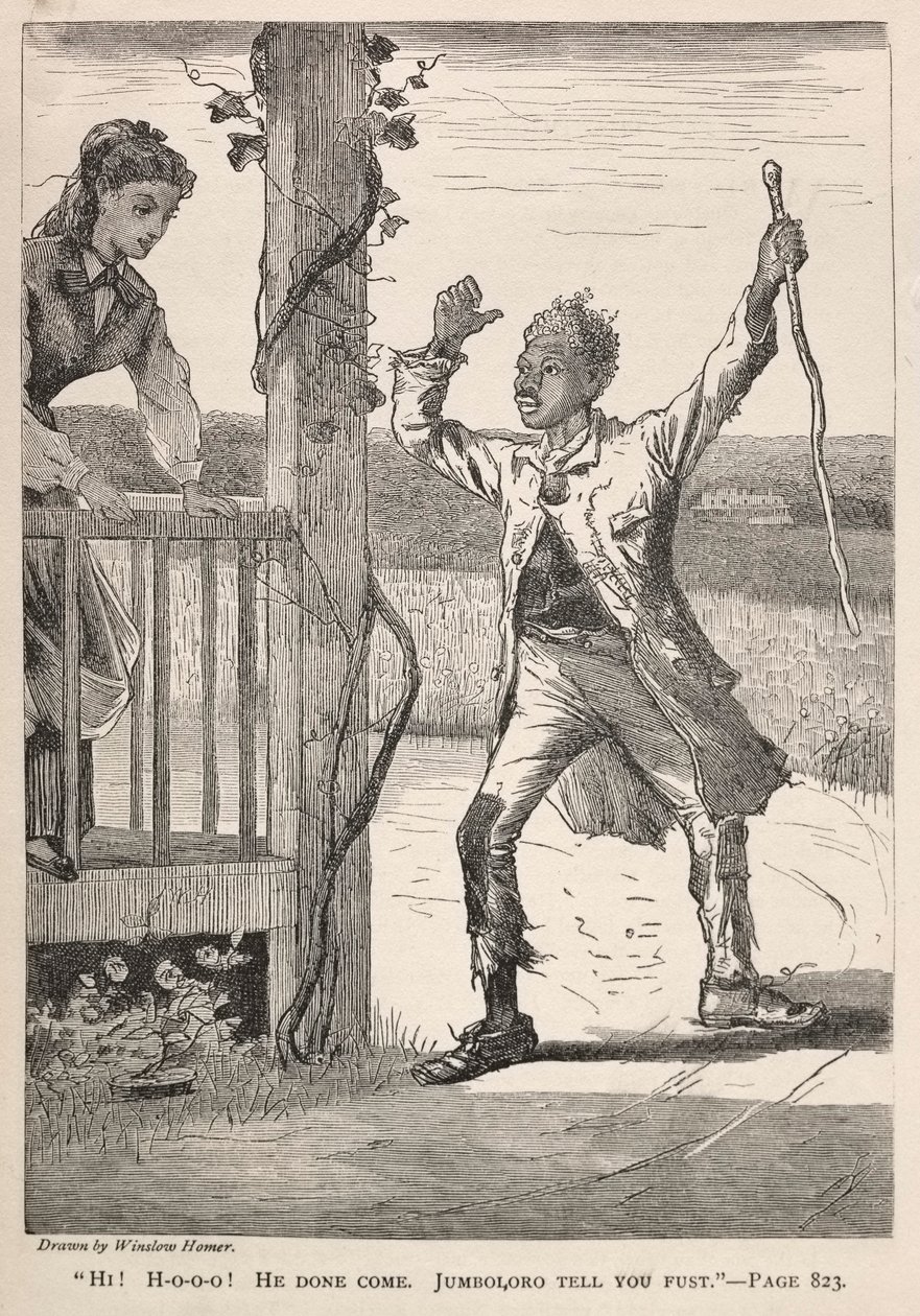 "Hi! H-O-O-O!  Hij is klaar.  Jumboloro vertelt het je eerst." door Winslow Homer