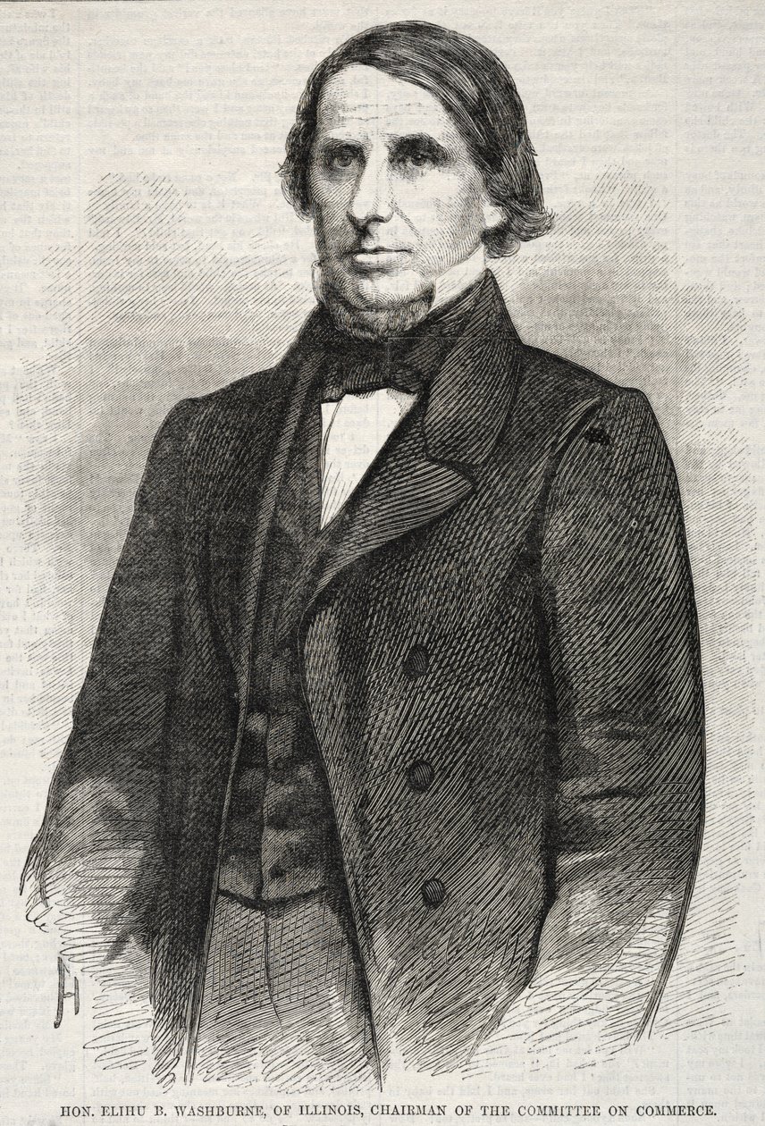 Hon. Elihu B. Washburne, van Illinois, voorzitter van de Commissie voor Handel door Winslow Homer