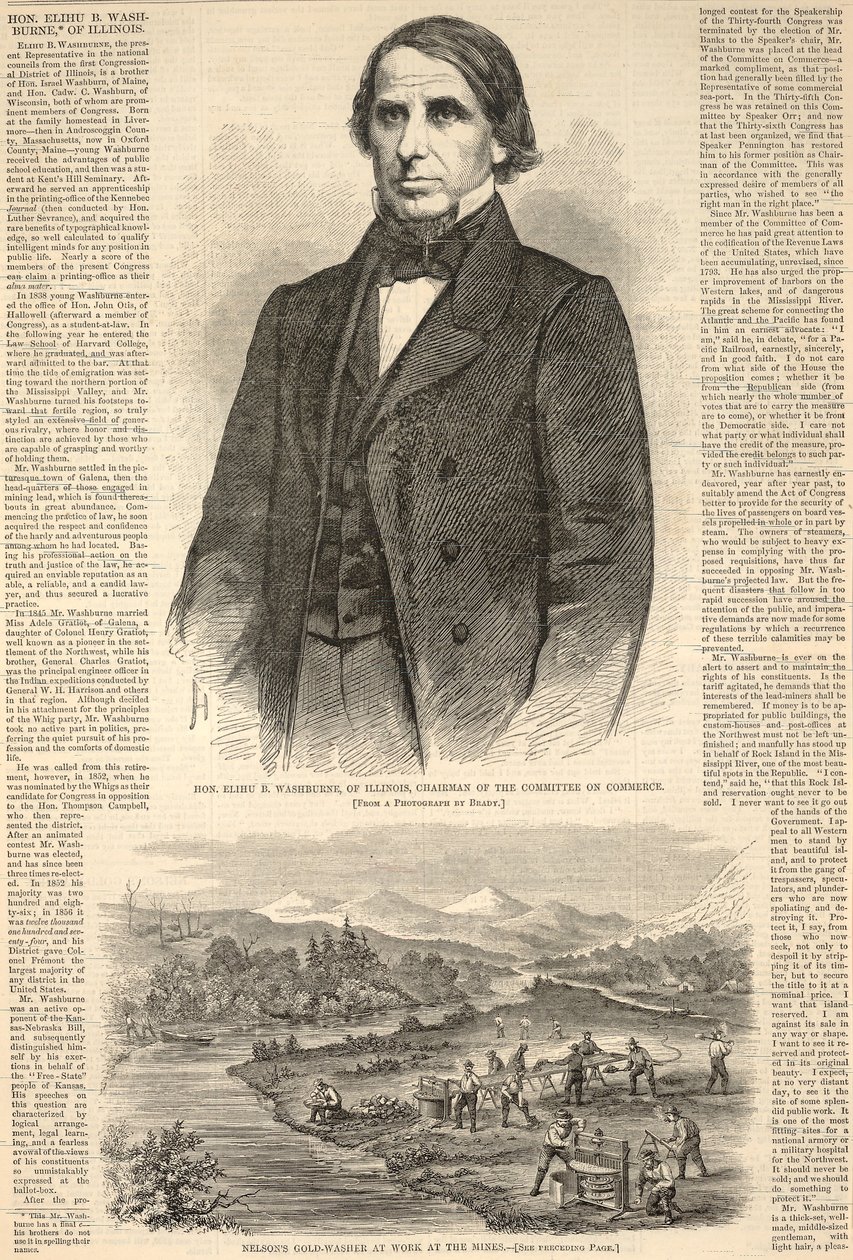 De geachte Elihu B. Washburne uit Illinois, voorzitter van de Commissie voor Handel, uit Harper
