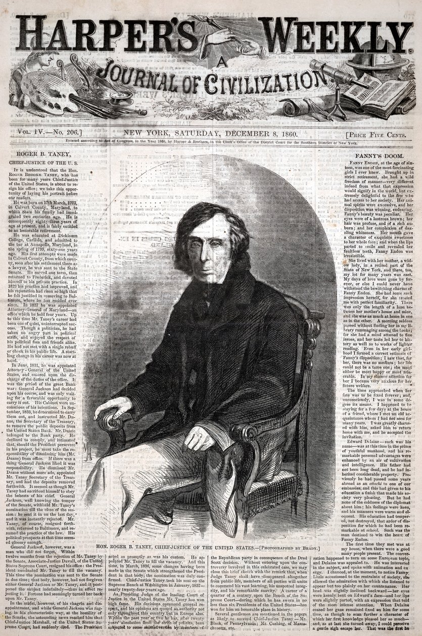 De geachte Roger B. Taney, opperrechter van de Verenigde Staten, uit Harper
