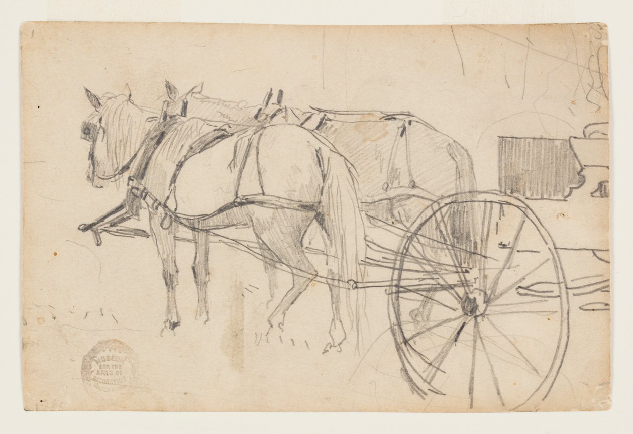 Paarden en wagen (De picknickexcursie) door Winslow Homer