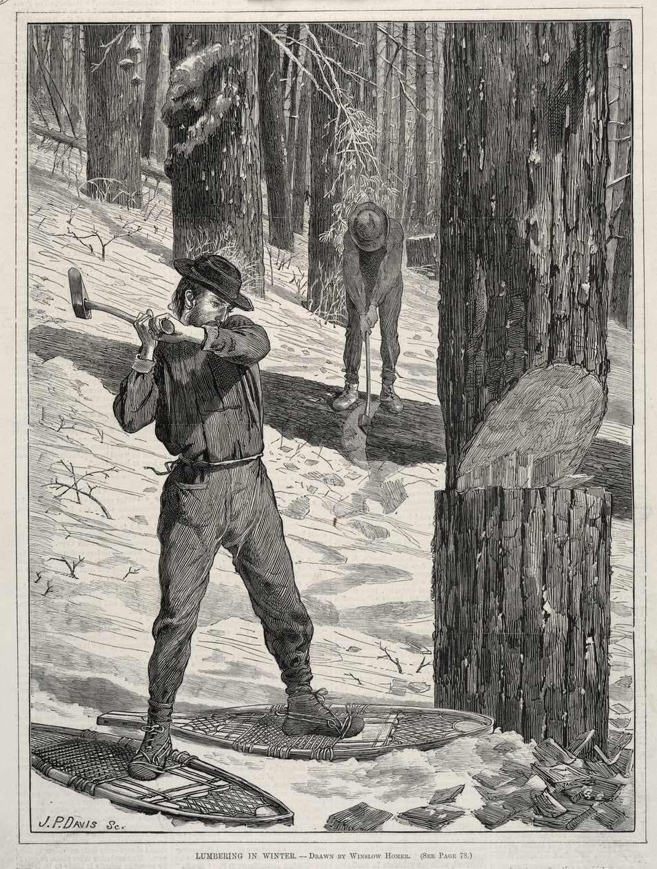 Houtkap in de winter door Winslow Homer