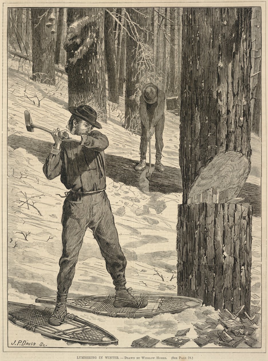 Houthakken in de winter, uit Every Saturday: Een Tijdschrift voor Keuzelezen, 28 januari 1871 door Winslow Homer