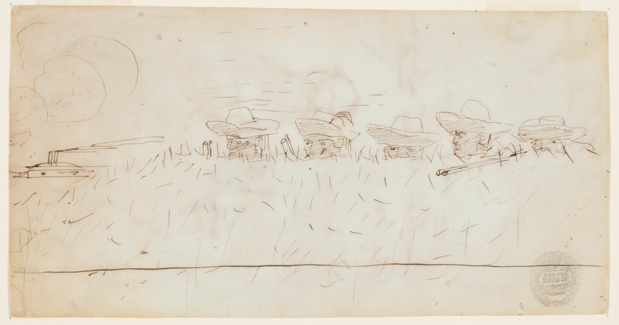Mannen die Over Aardwerken Kijken door Winslow Homer