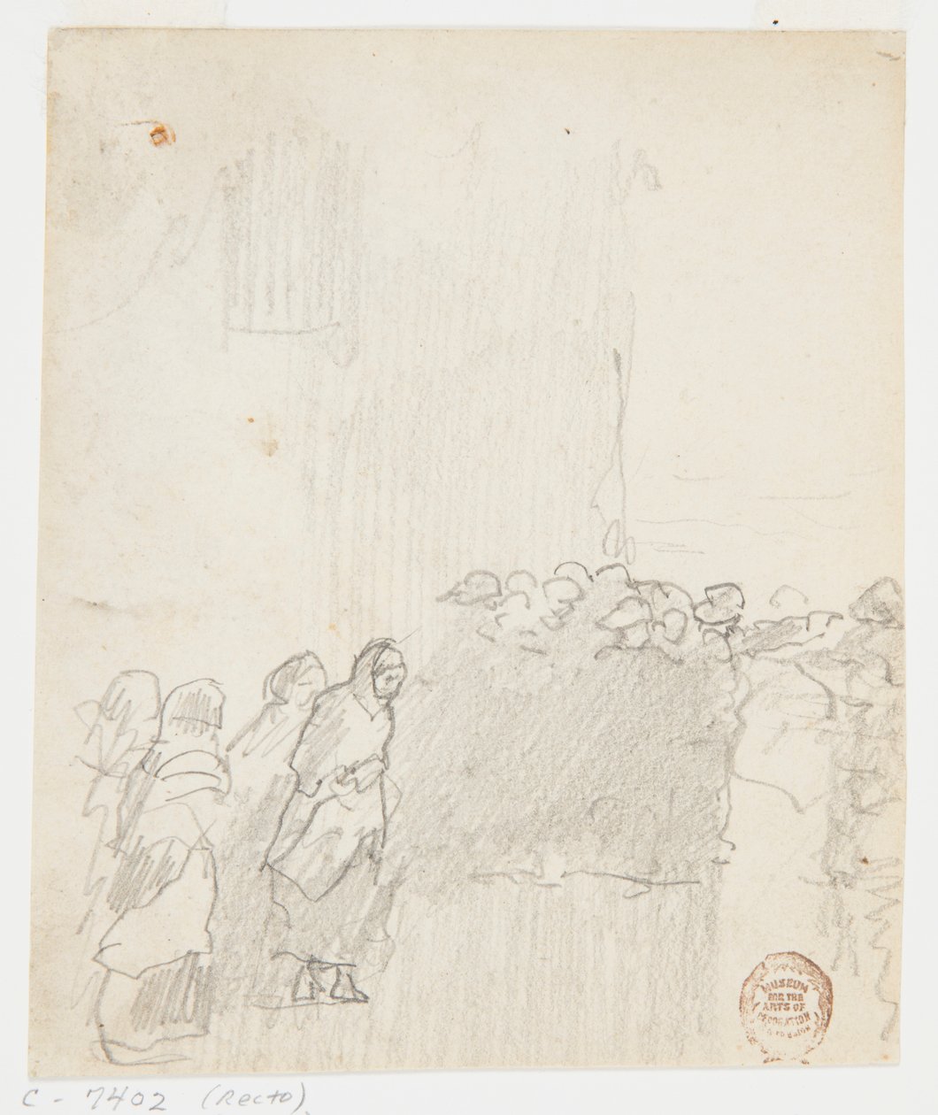 Mannen en vrouwen die naar zee kijken, Cullercoats, Engeland door Winslow Homer