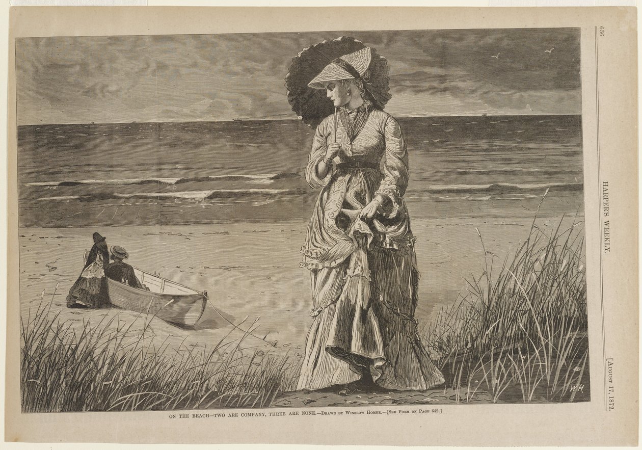 Op het strand - Twee zijn gezelschap, drie niet door Winslow Homer