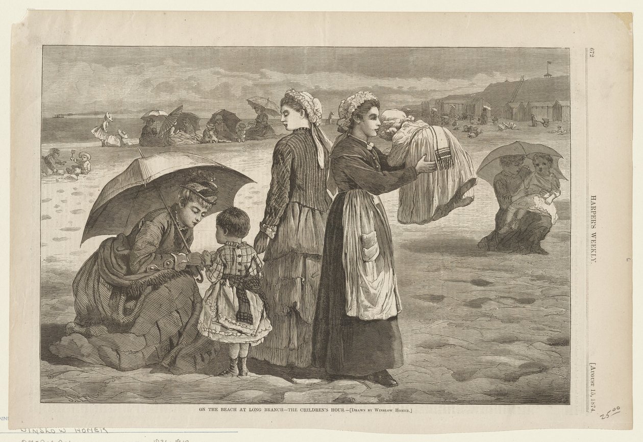 Op het strand van Long Branch - Het uur van de kinderen door Winslow Homer