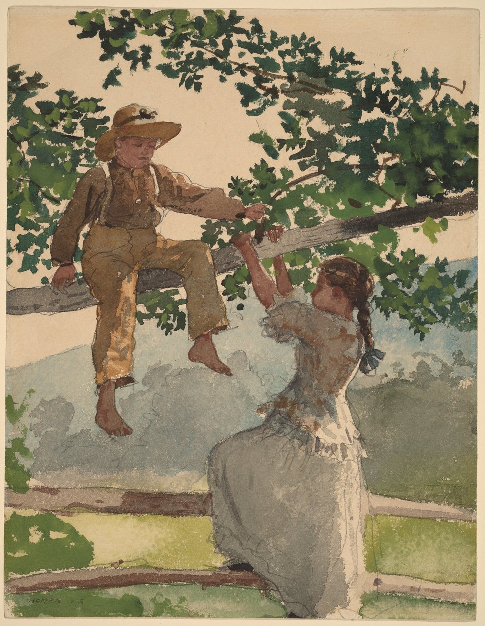 Op het hek door Winslow Homer