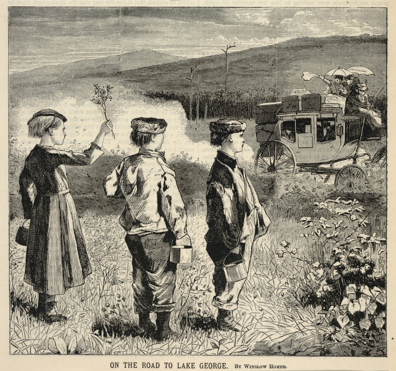 Op weg naar Lake George, uit Appletons’ Journal of Literature, Science, and Art, 24 juli 1869 door Winslow Homer