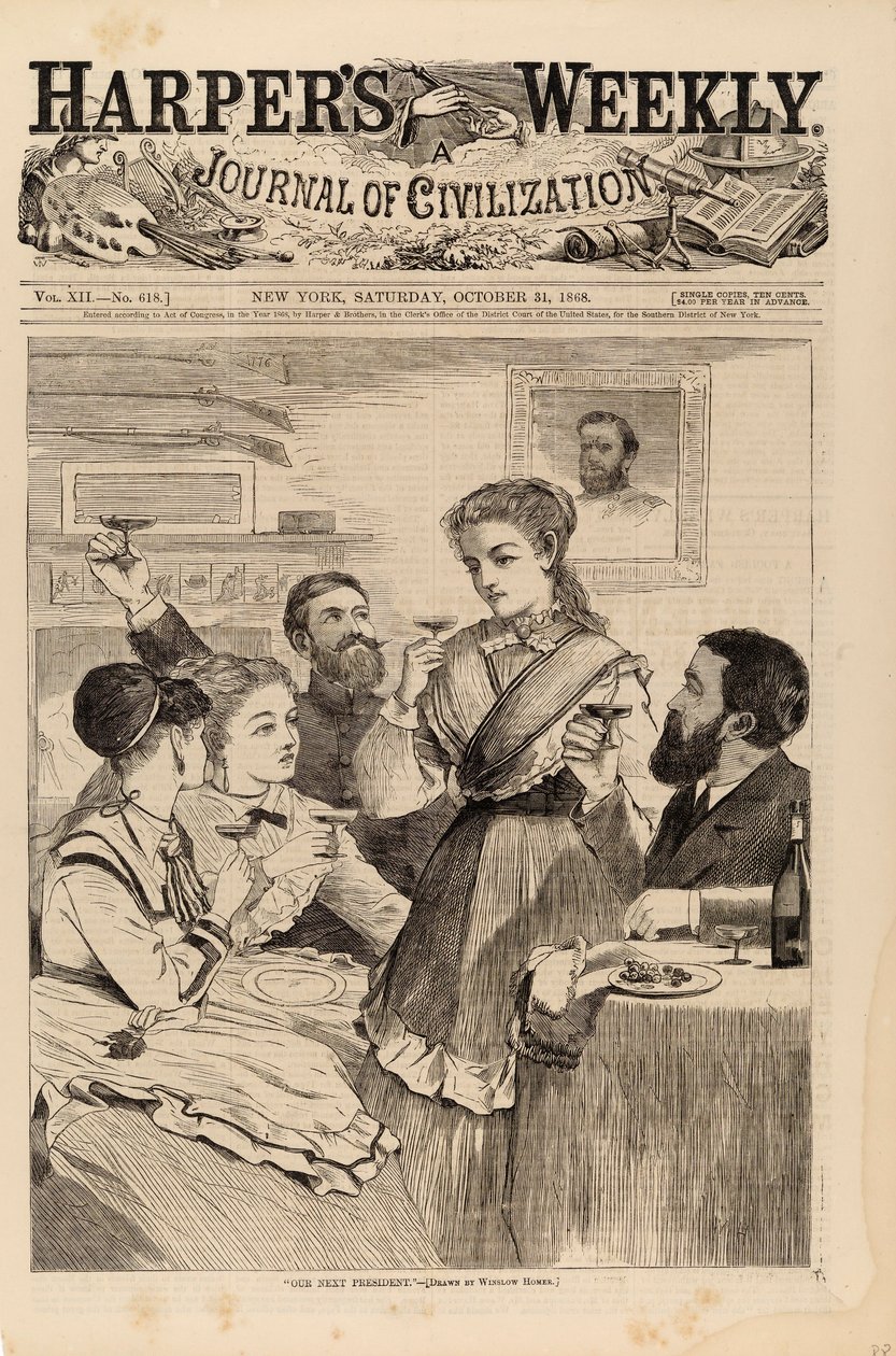 Onze volgende president, uit Harper’s Weekly, 31 oktober 1868 door Winslow Homer
