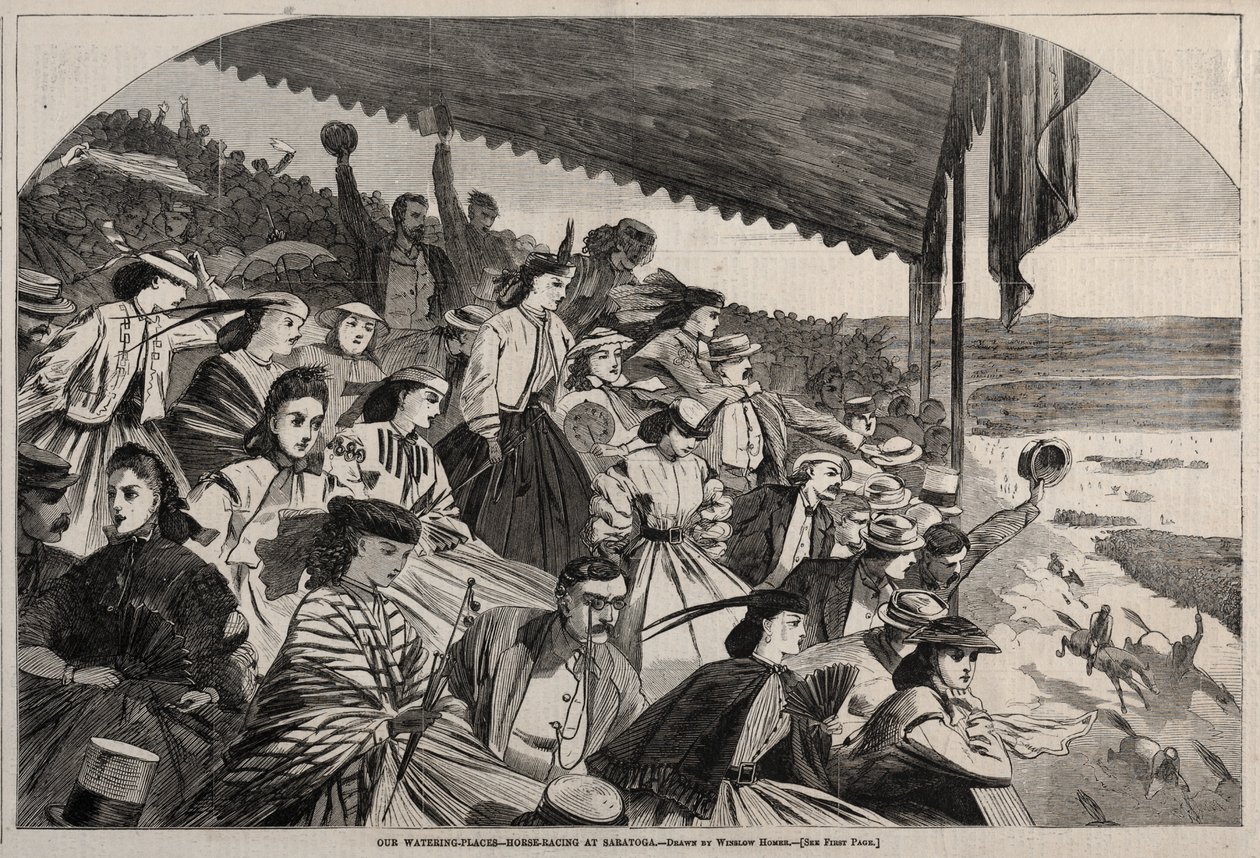 Onze drinkplaatsen - Paardenrennen op Saratoga door Winslow Homer