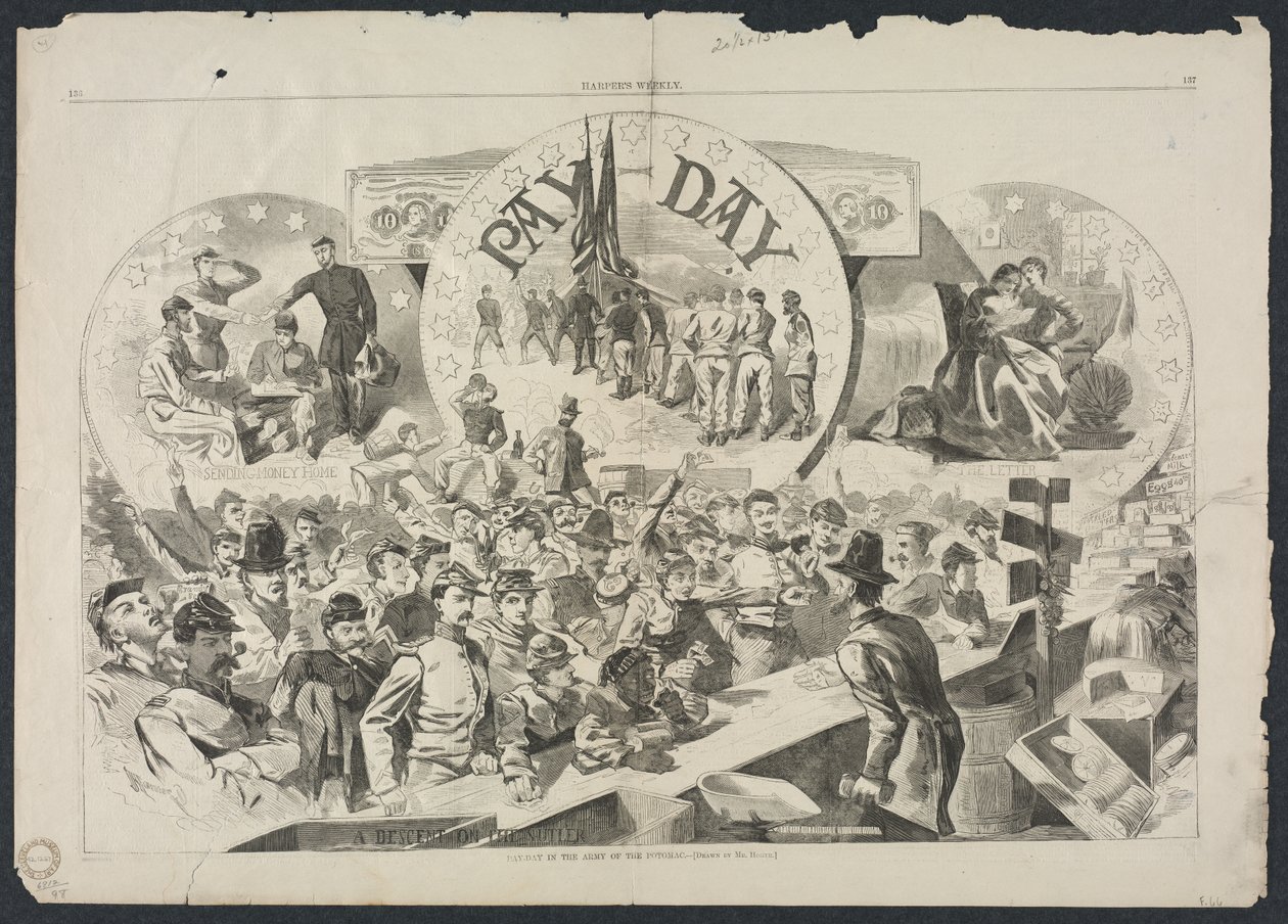 Betaaldag in het leger van de Potomac, 1863 door Winslow Homer