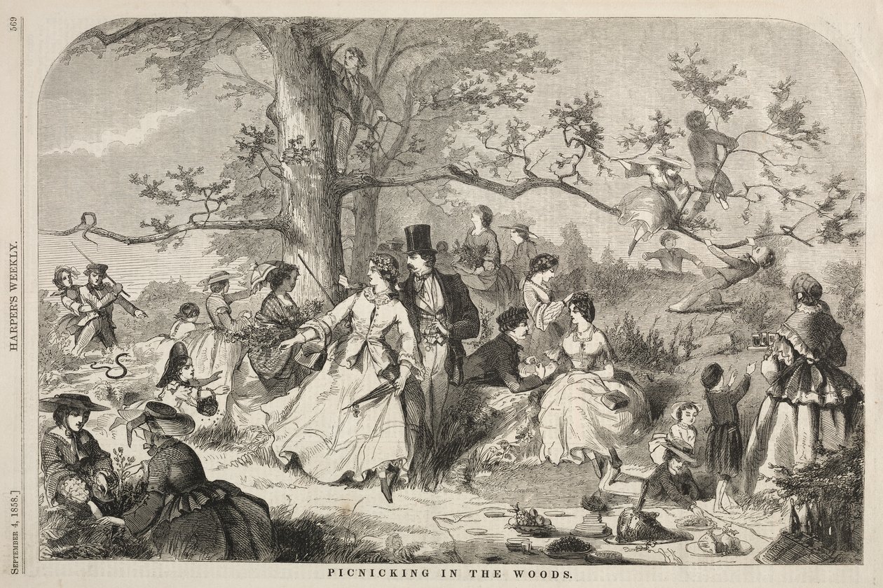 Picknicken in het bos door Winslow Homer