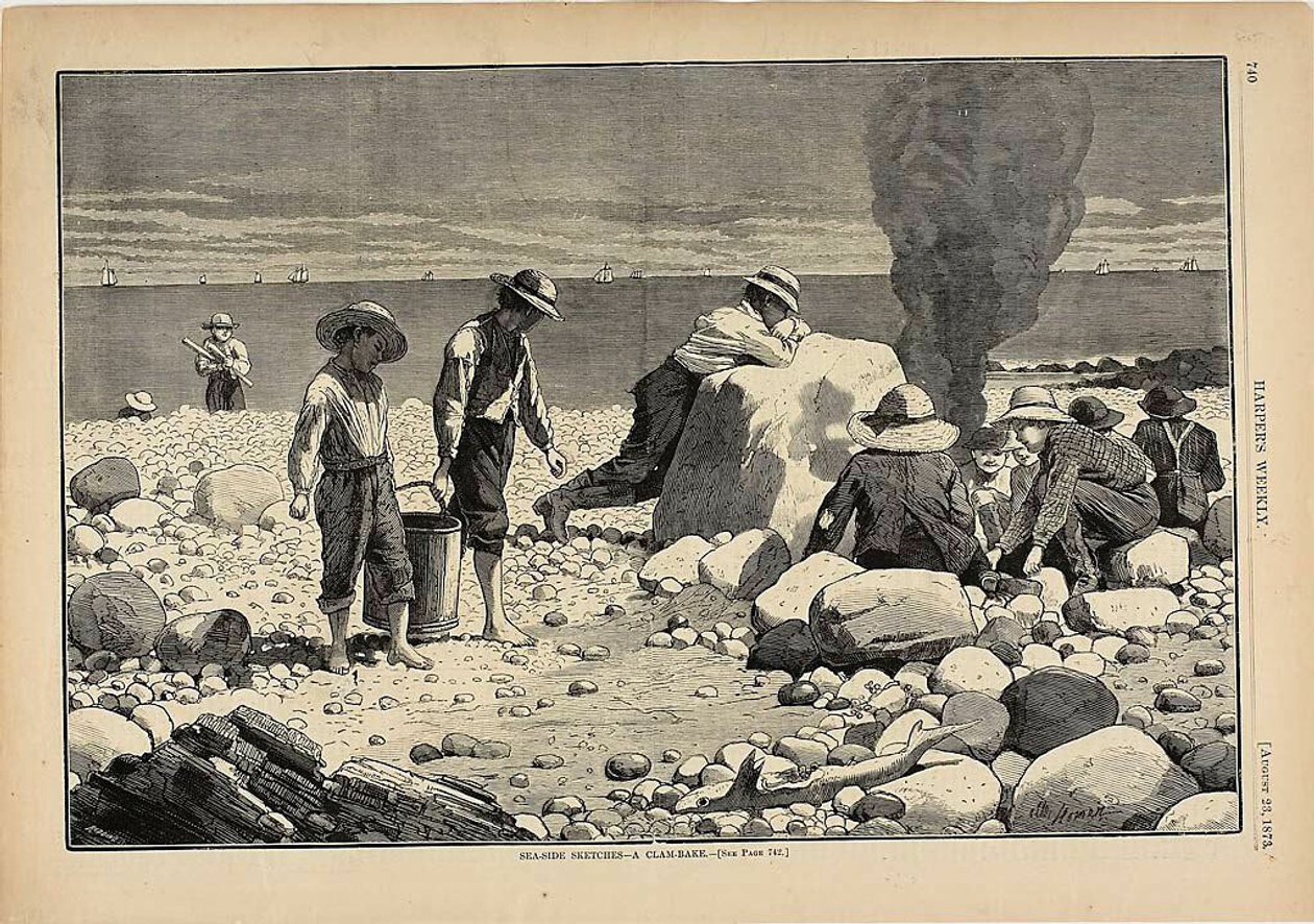 Schetsen van de zee - een mosselpannetje door Winslow Homer