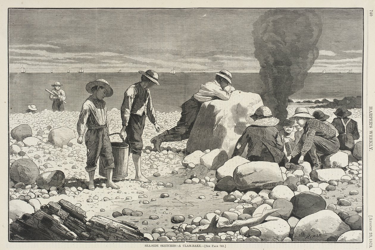 Schetsen aan zee – Een schelpdierfeest door Winslow Homer