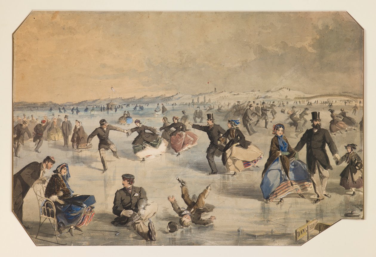 Schaatsen in Central Park door Winslow Homer