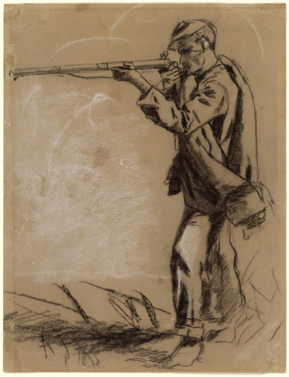 Soldaat die richt [recto] door Winslow Homer