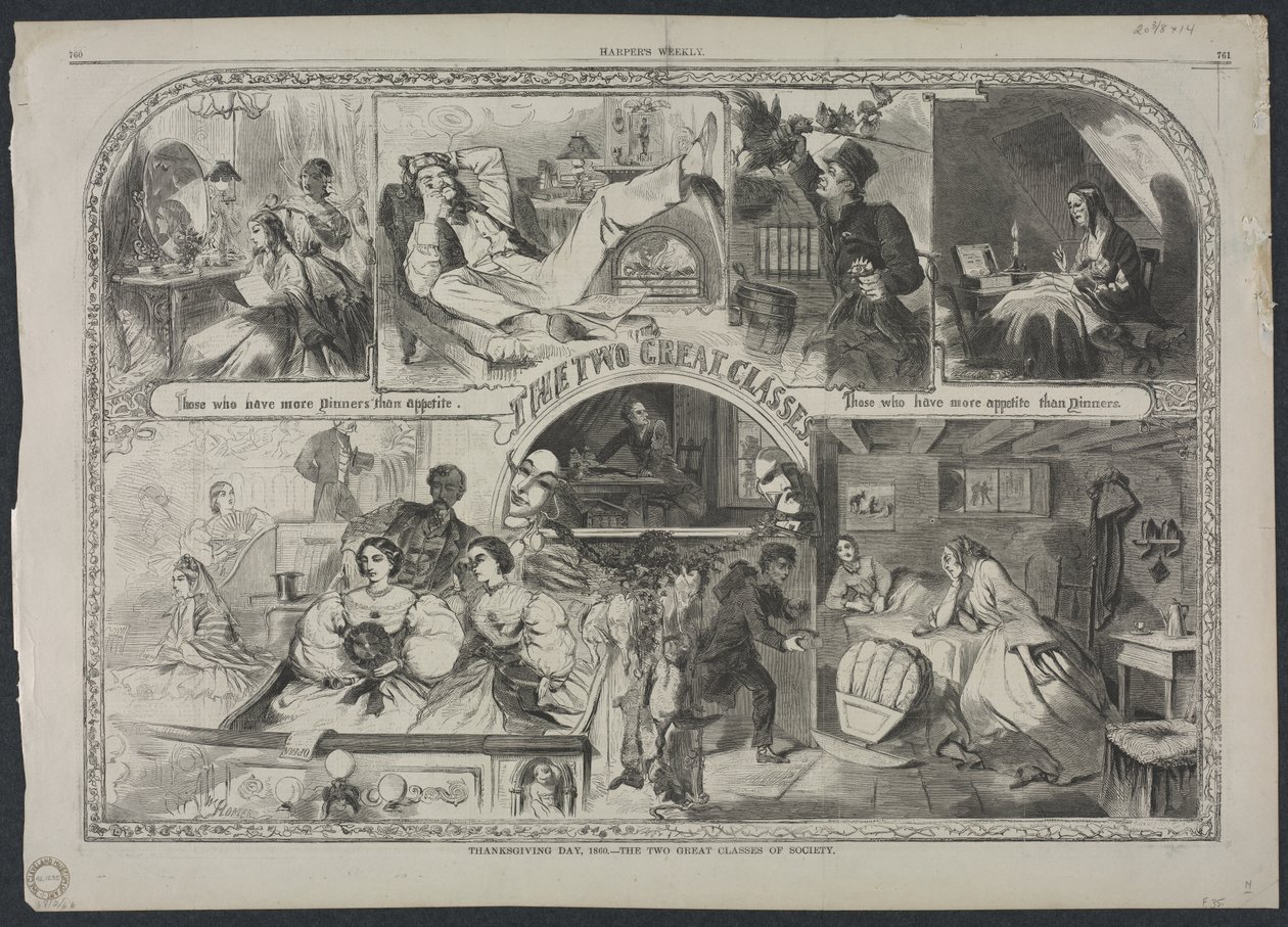 Thanksgiving Day, 1860 – De twee grote sociale klassen door Winslow Homer