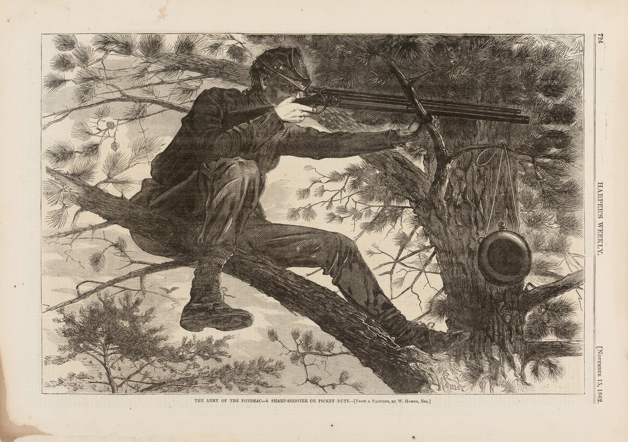 Het Leger van de Potomac, Een Scherpschutter op Wacht, gepubliceerd in Harper
