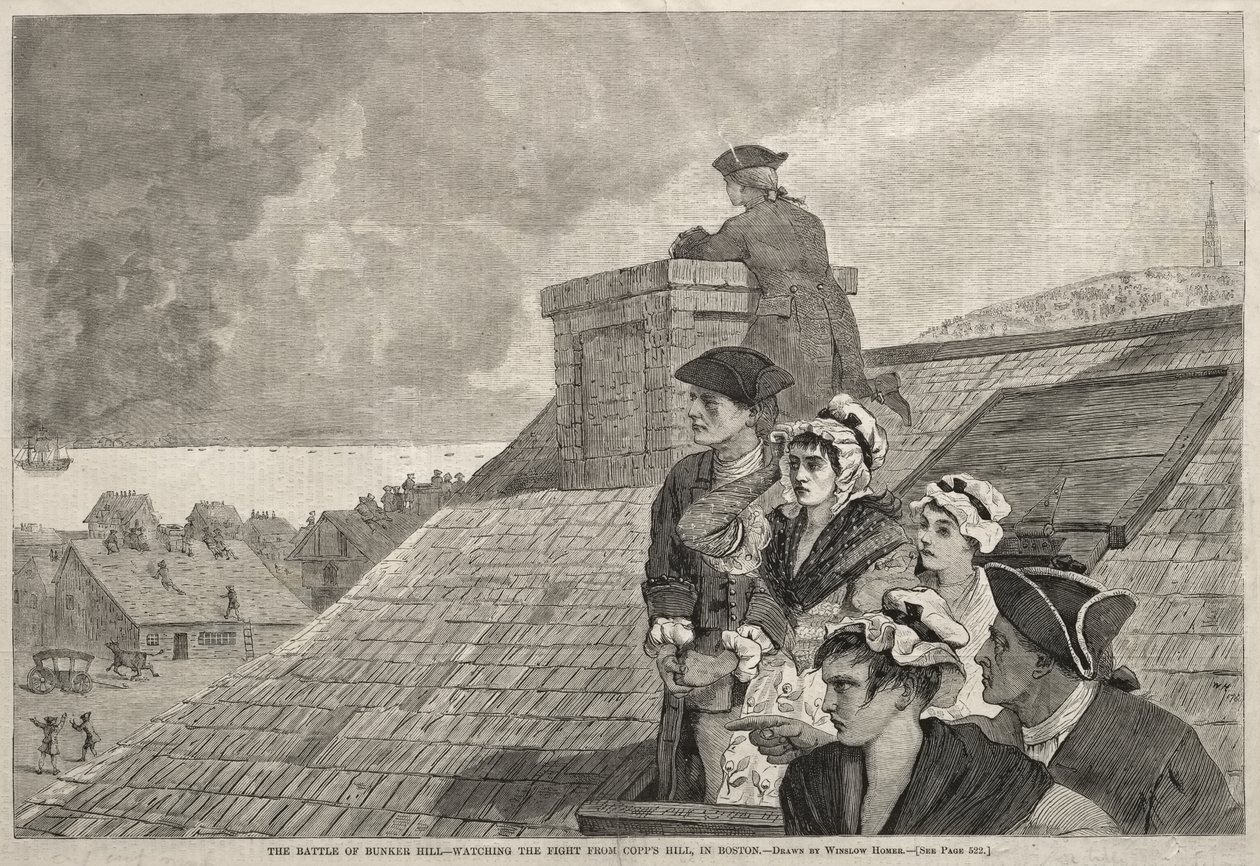 De Slag bij Bunker Hill - Het gevecht gadeslaan vanaf Copp