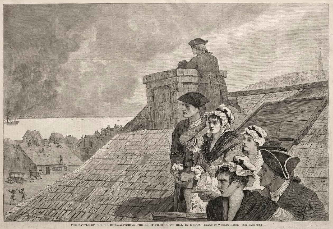 De Slag bij Bunker Hill - Het Gevecht Bekijken vanaf Copps Hill, in Boston door Winslow Homer