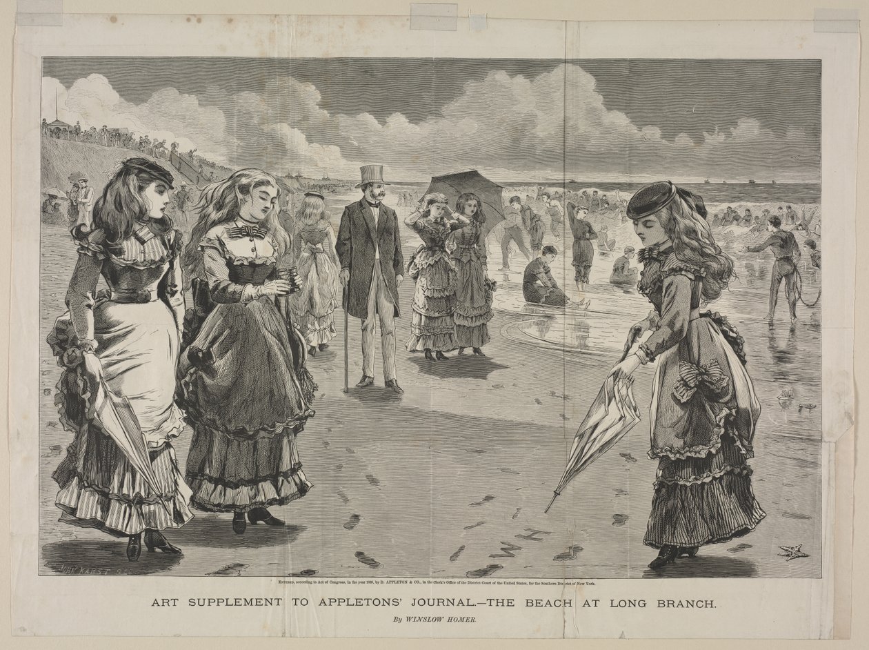 Het strand bij Long Branch door Winslow Homer